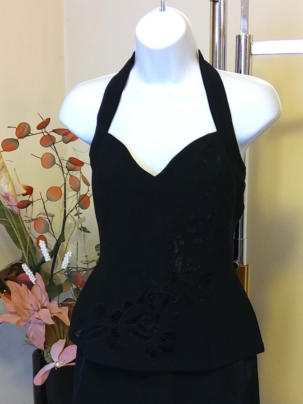 Blanc Nature Luxury Embroidery Flowy Black Camisole Premium Quality Top 6